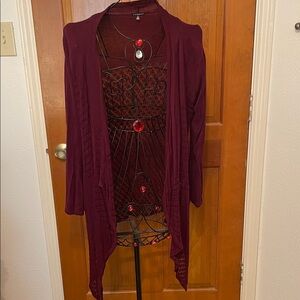 🐟🐟🐟BOGOHO 🐟🐟🐟Women's Burgundy Sweater Cardigan-XL